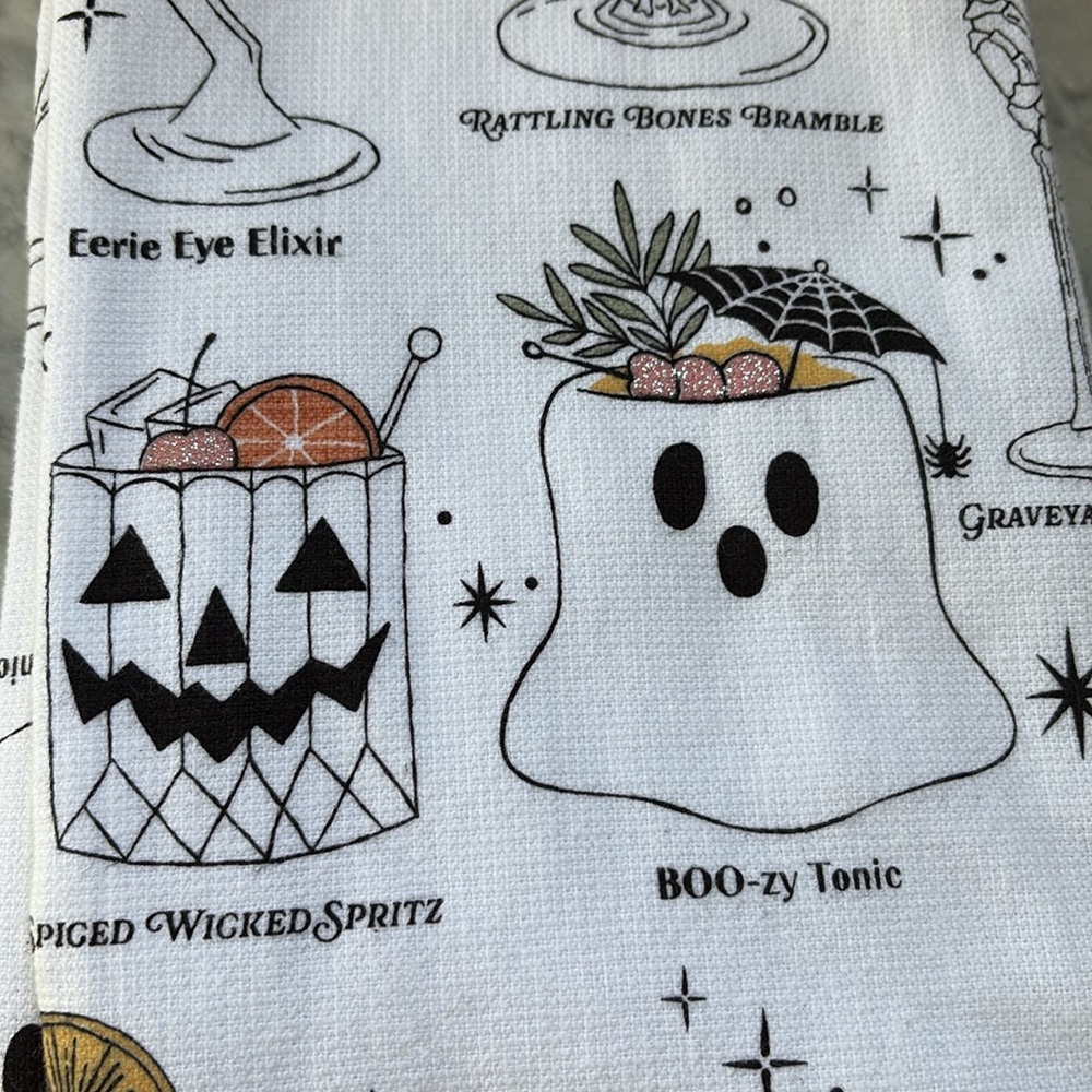NWT SET/2 Rachel Zoe Halloween Spooky Cocktails Hand Kitchen Tea Bath BFF Towels - Picture 7 of 8